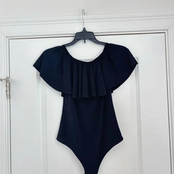 Black Off-Shoulder One-Piece Top - Picture 8 of 8